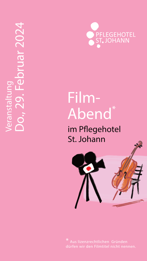Flyer zum Filmabend im Pflegehotel St. Johann